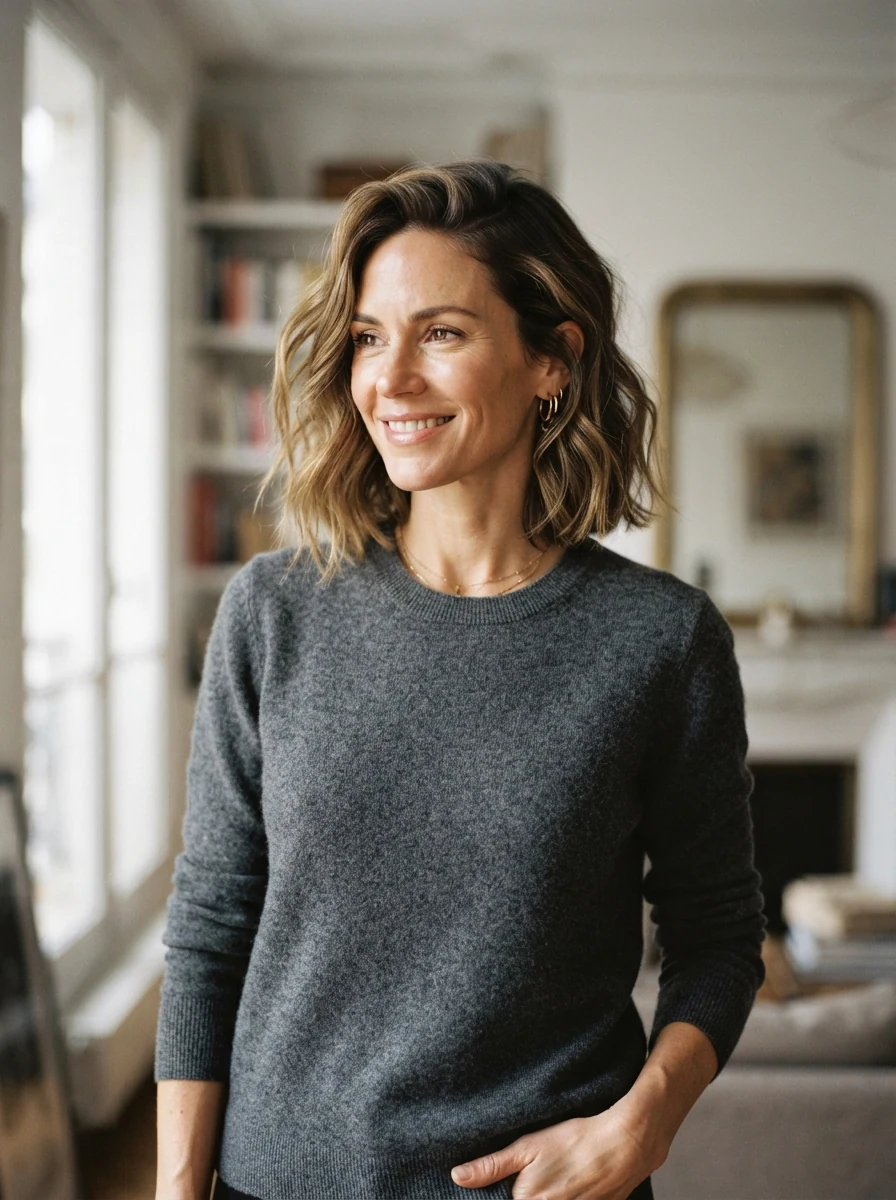 Wavy Bob With a Deep Side Part