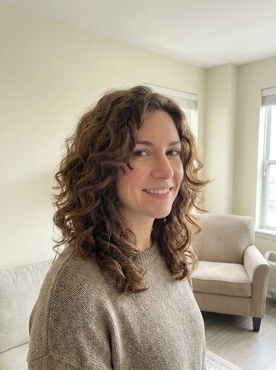 Classic Long Curly Butterfly Cut keeping flowing length underneath with bouncy crown layers