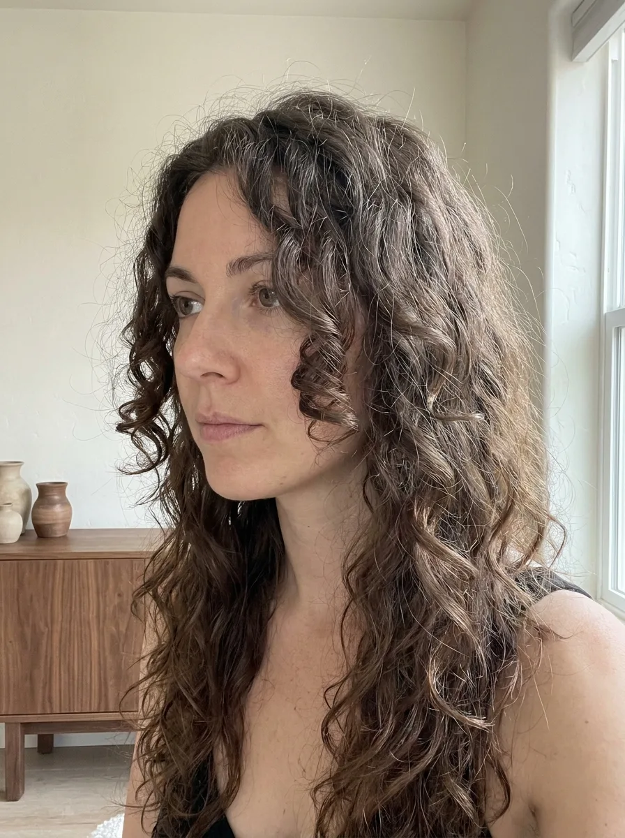 Seventies-Inspired Curly Butterfly cut featuring pronounced crown volume and outward sweeping curls