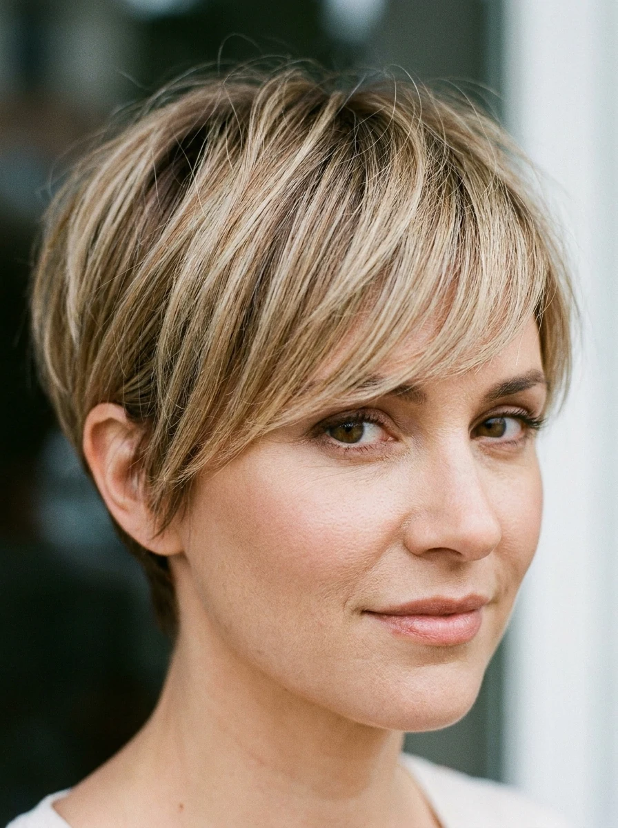 Soft Blonde Pixie Cut