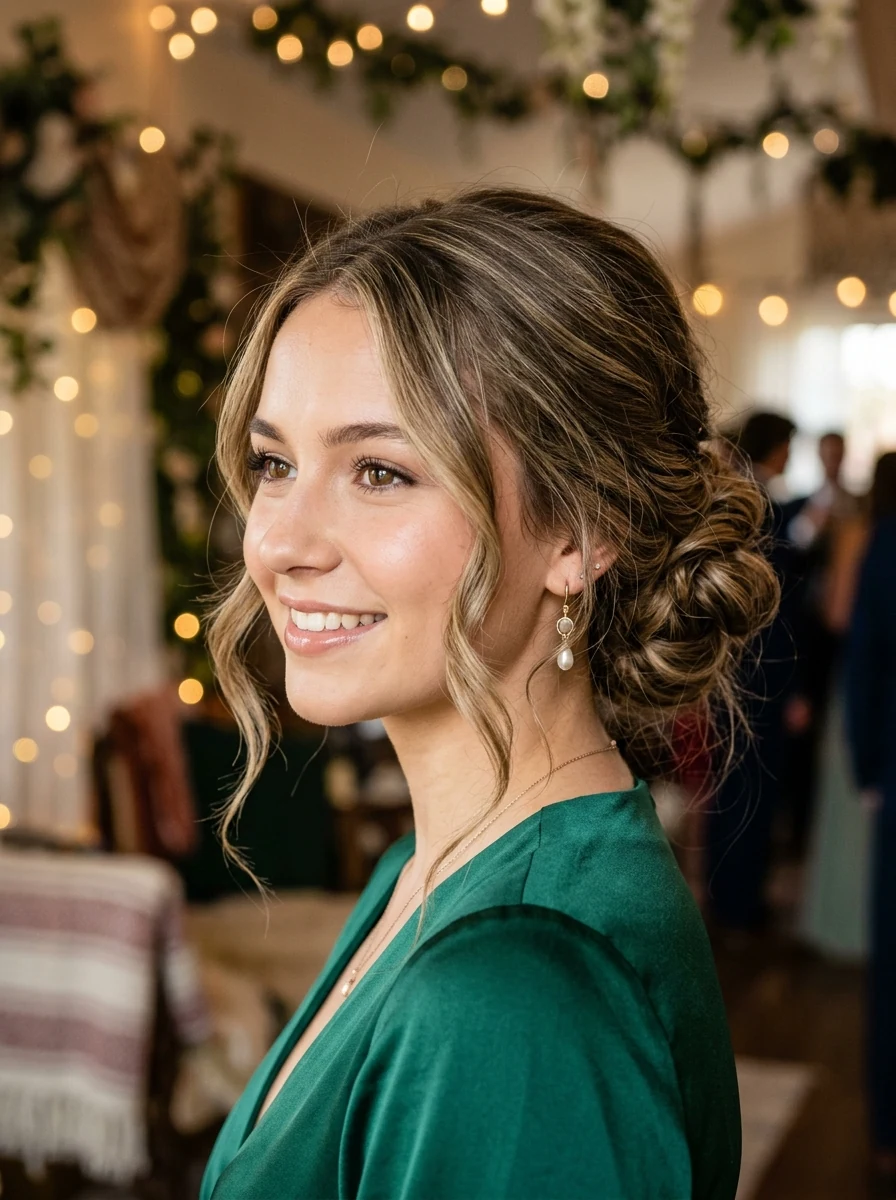 Messy Low Bun with Face-Framing Pieces