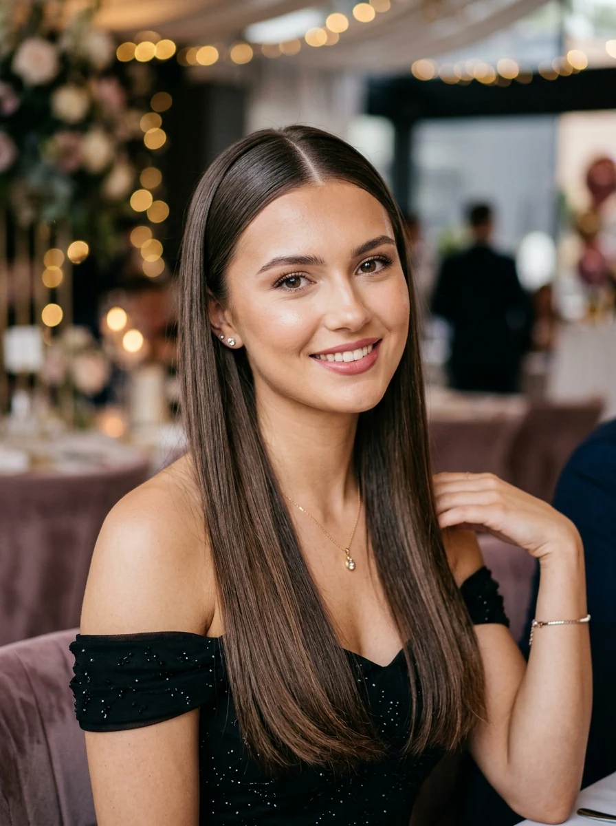 Sleek Straight Hair with Face Framing