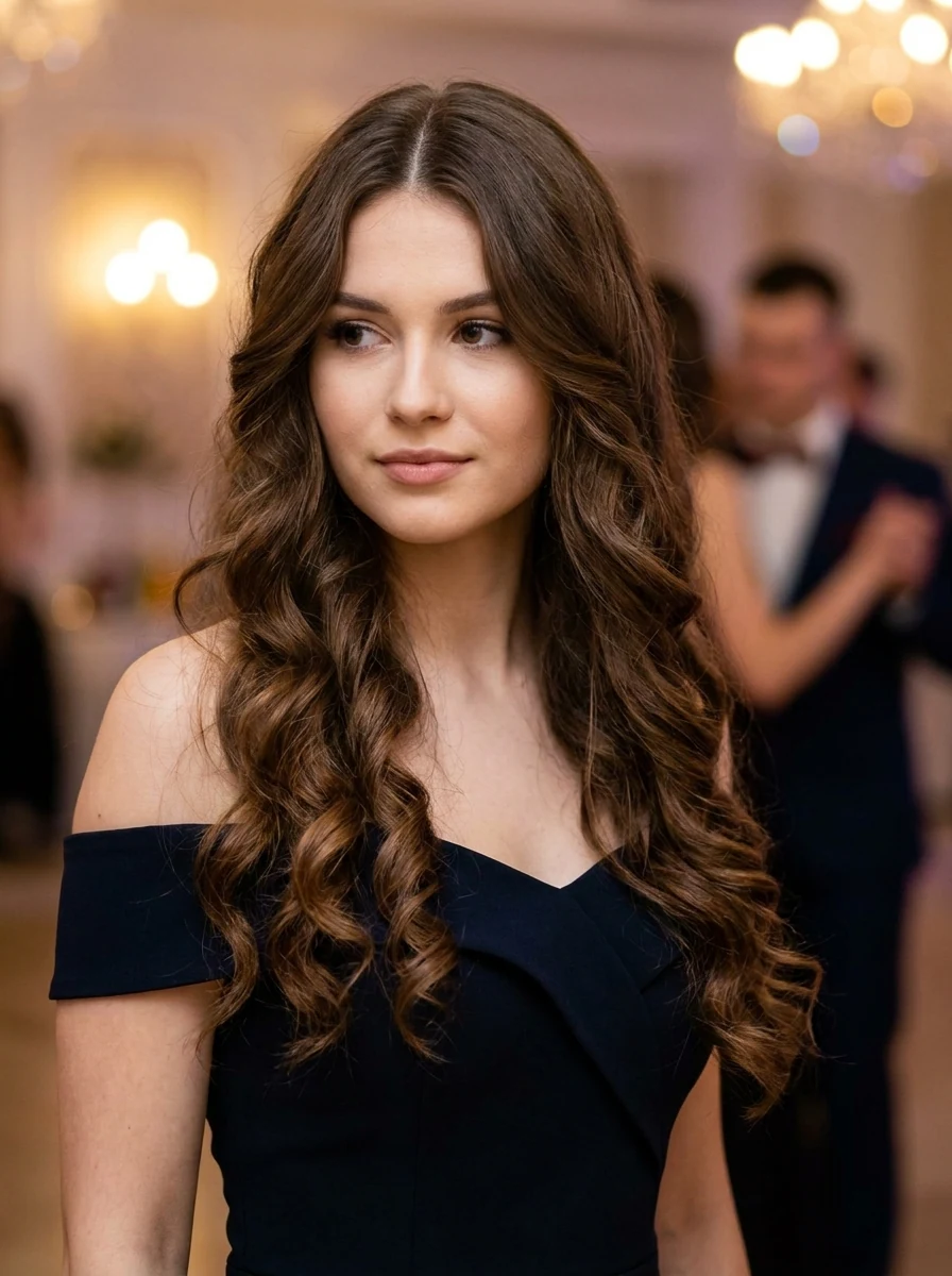 Soft Curls with a Middle Part