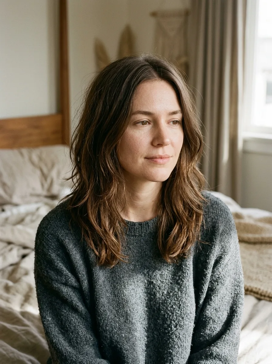 Shoulder-Length Choppy Layers with piecey textured ends